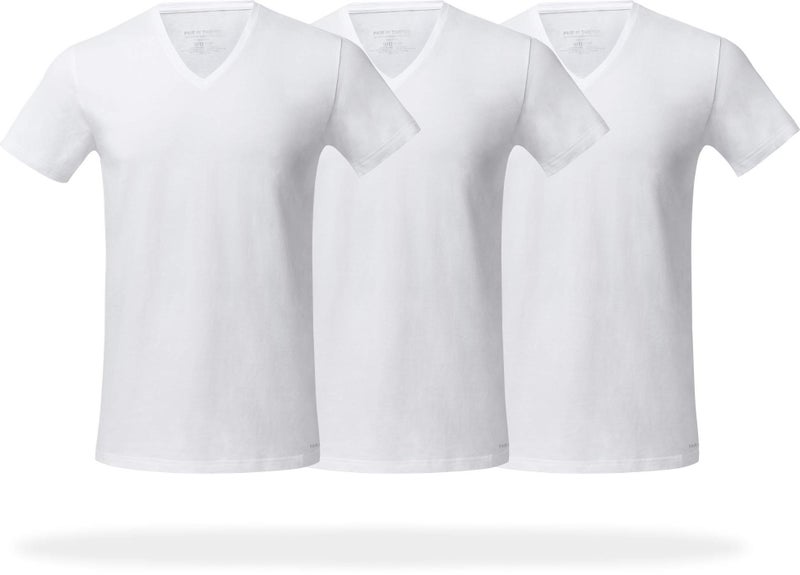 Pair of Thieves Men's 3 Pack Super Soft V-Neck T-Shirt, White, Small - Image 1